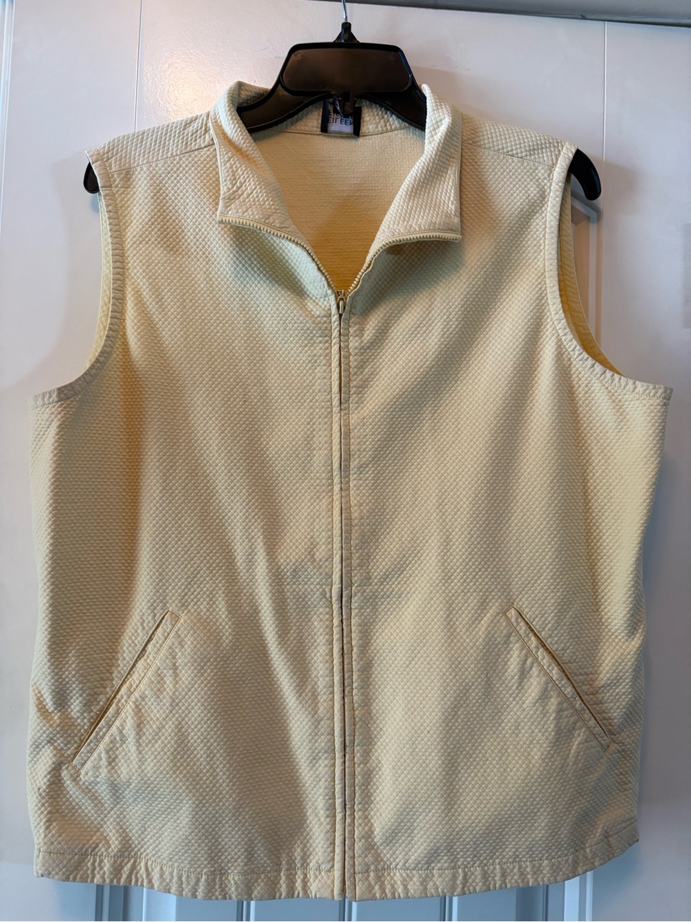 Eileen Fisher Pale Yellow Textured Zip Vest
